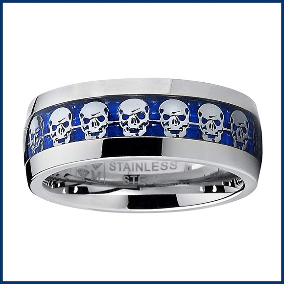 The Wraps Other - Men's Stainless Steel & Enamel Inlay Ring